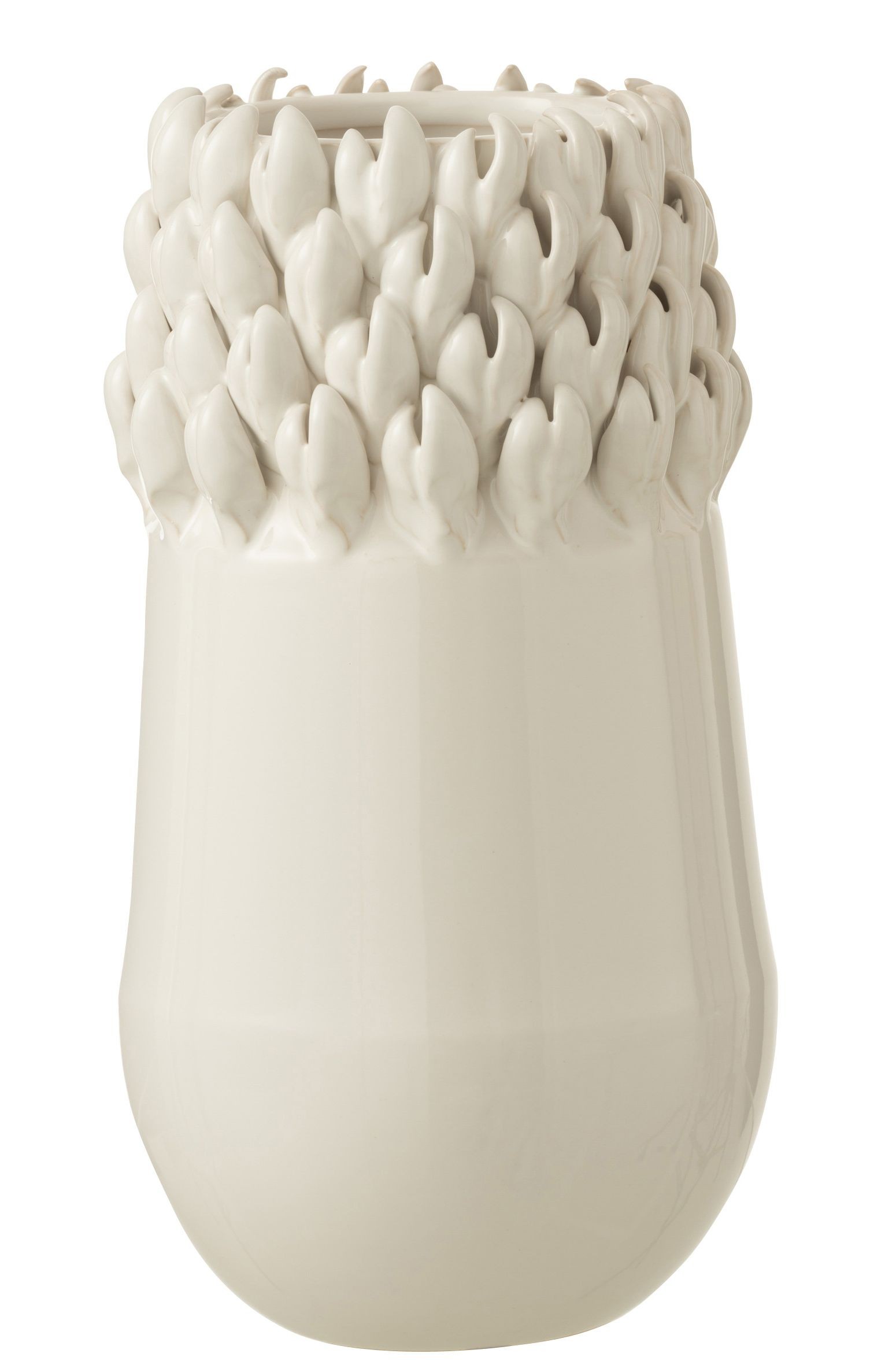 Krémová keramická váza Ibiza white - Ø 14*27cm J-Line by Jolipa