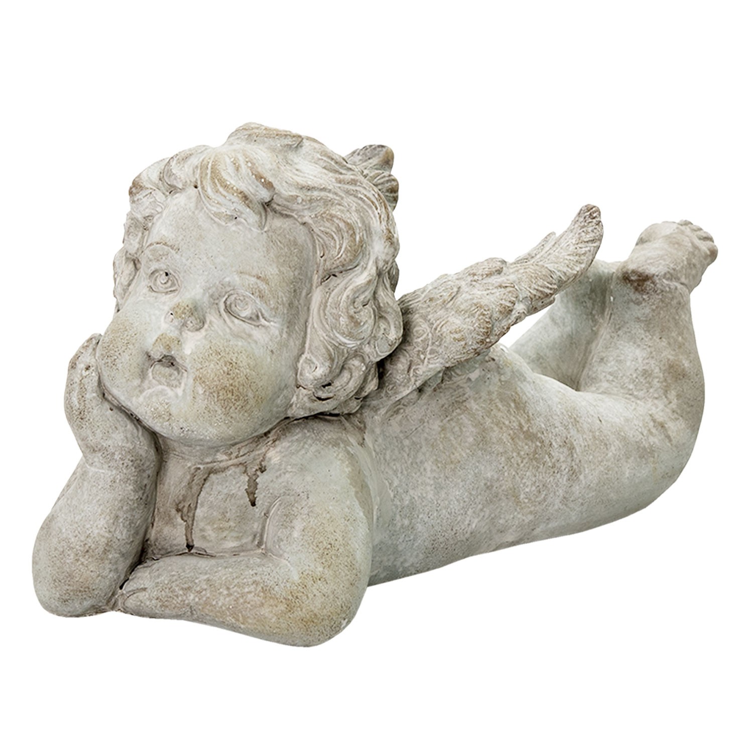 Cementový ležící dekorační anděl Aniel - 29*14*16 cm Clayre & Eef
