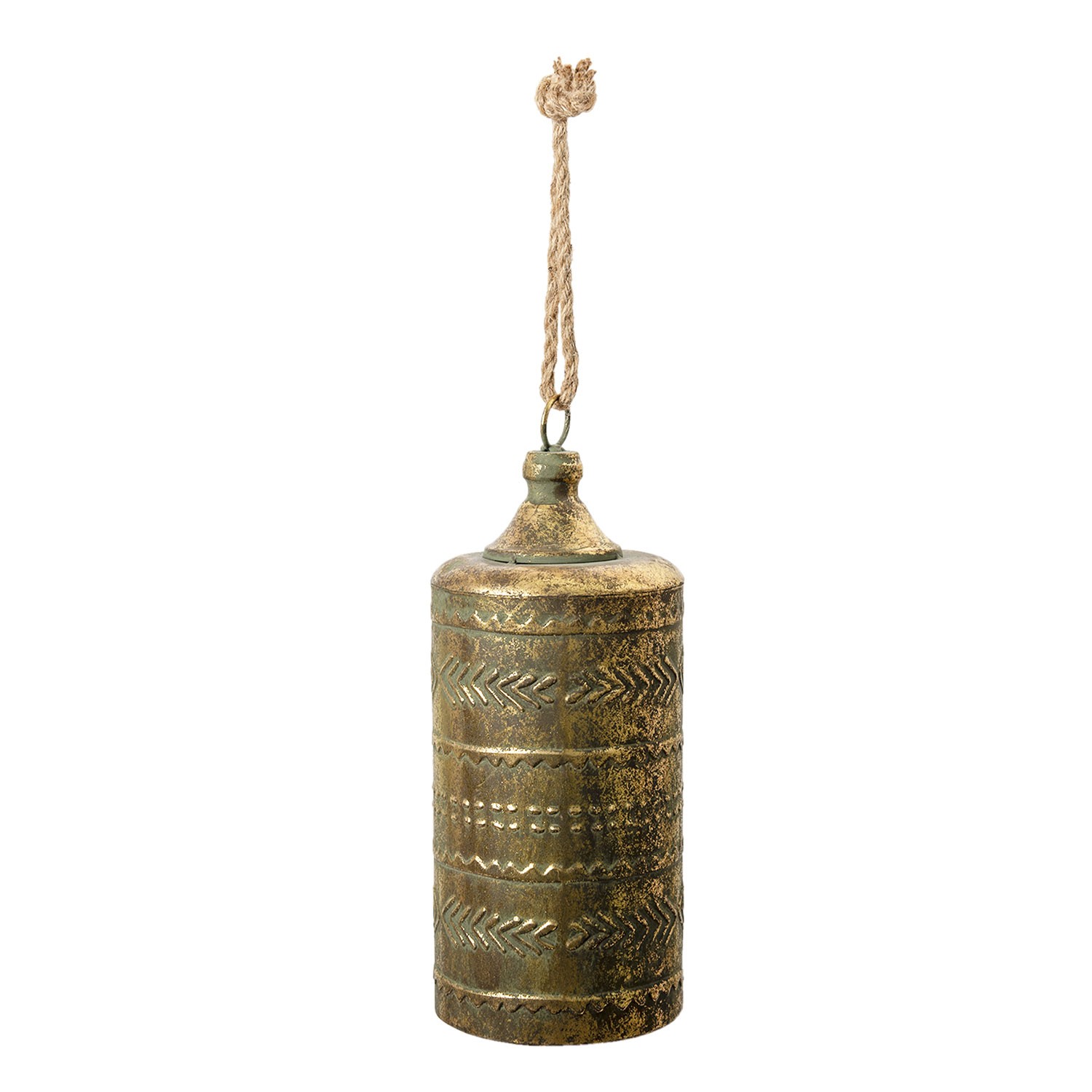 Zlatý antik kovový závěsný zvon Tallis - Ø 13*31 cm Clayre & Eef