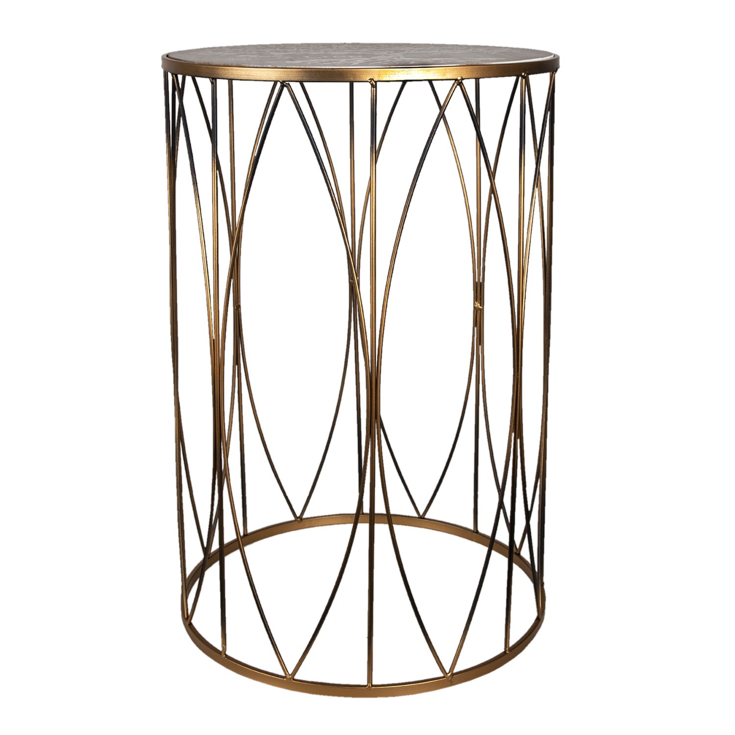 Zlatý kovový odkládací stolek Tree of Life - Ø 40*60 cm Clayre & Eef