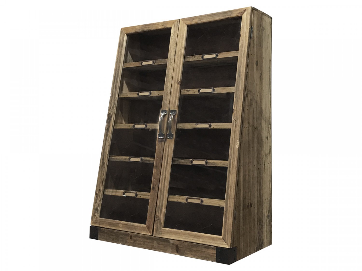 Nástěnná dřevěná skříňka s policemi a prosklenými dveřmi Cani - 52*27*72cm Chic Antique