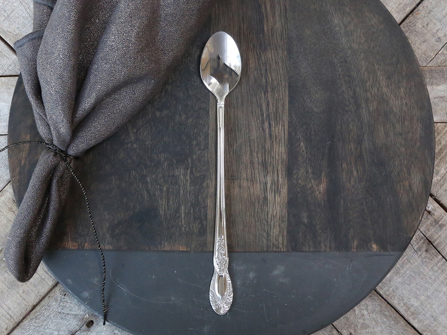 Stříbrná kovová lžička na Latté - 20cm Chic Antique