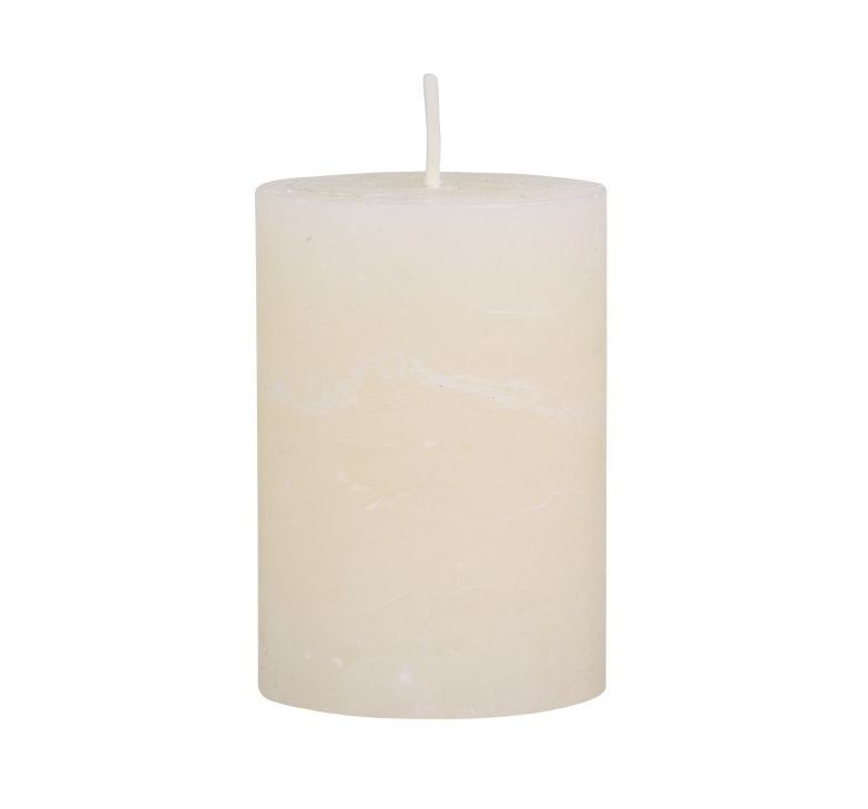 Krémová široká svíčka Rustic pillar - Ø 7*10cm Chic Antique