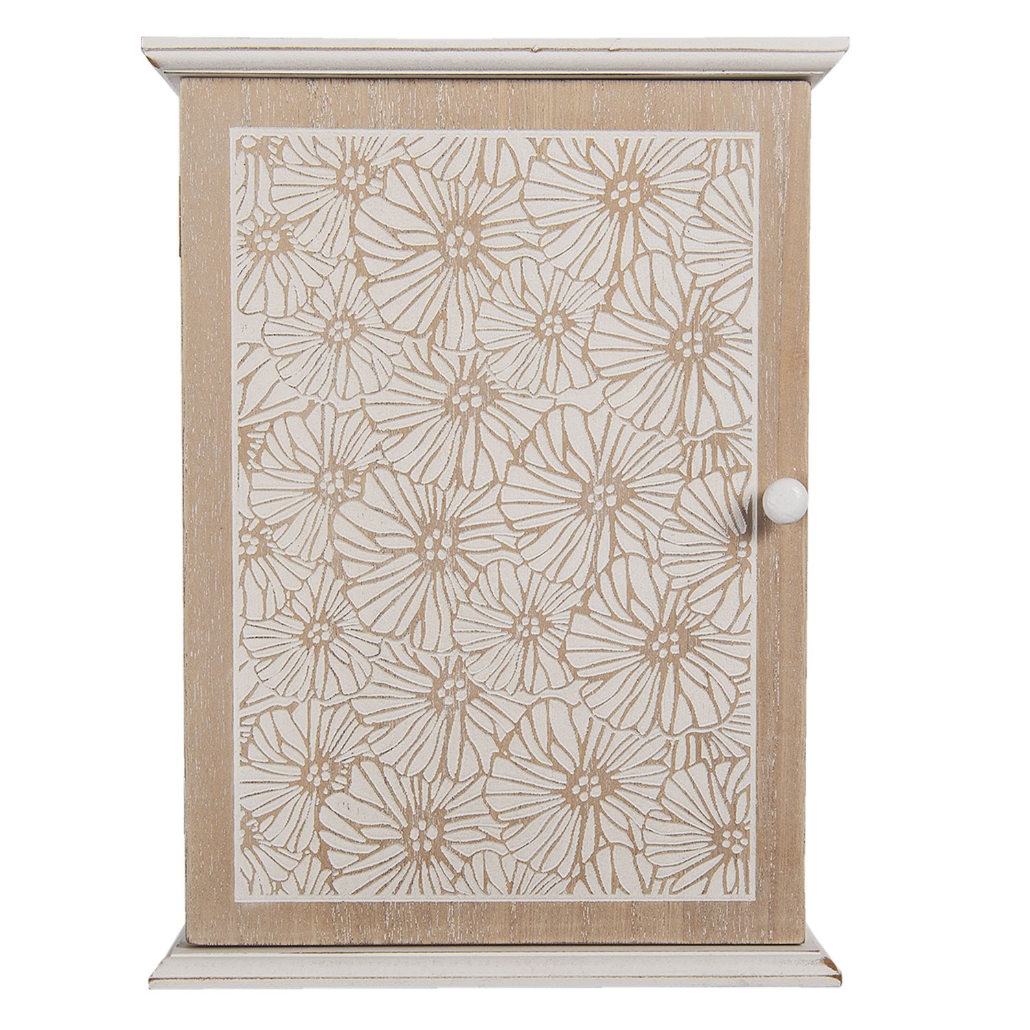 Dřevěná skříňka na klíče s květinami Page - 20*7*27 cm Clayre & Eef
