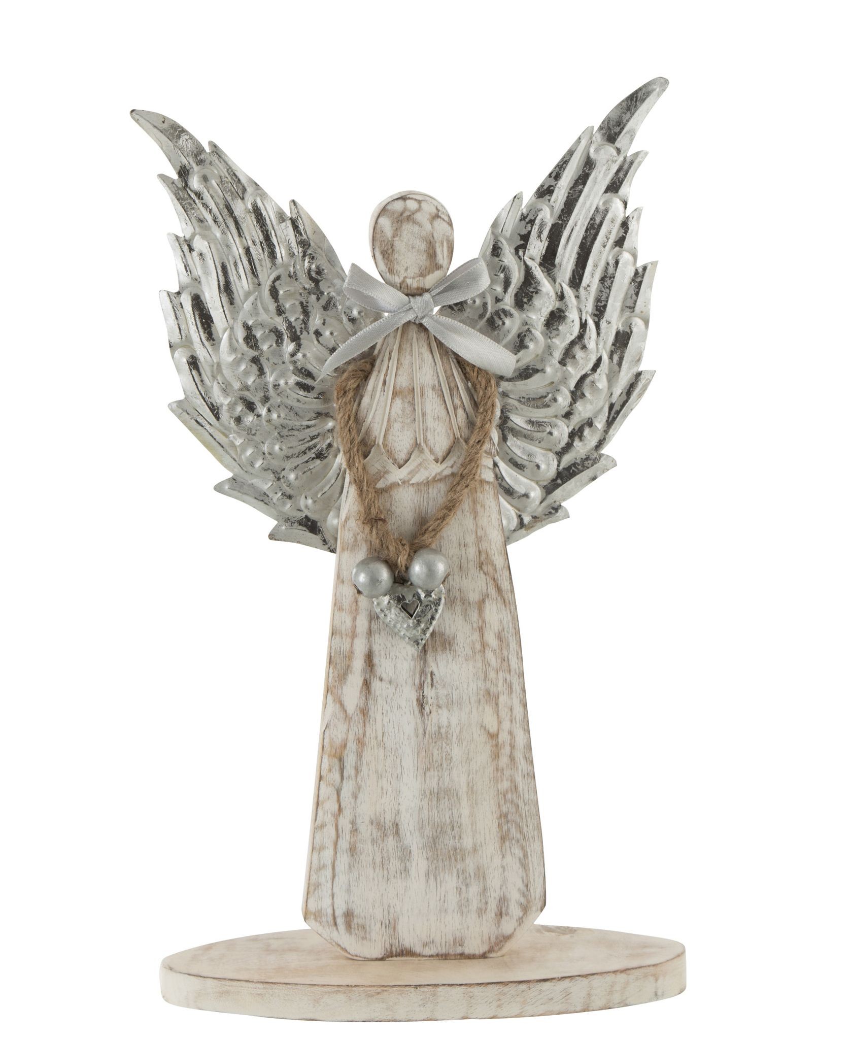 Dřevěný anděl  se stříbrnými křídly - 18*31*2cm J-Line by Jolipa