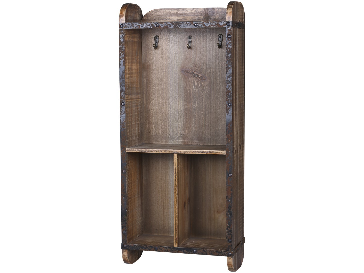 Hnědá dřevěná retro nástěnná skříňka na klíče - 26*12*60cm Chic Antique