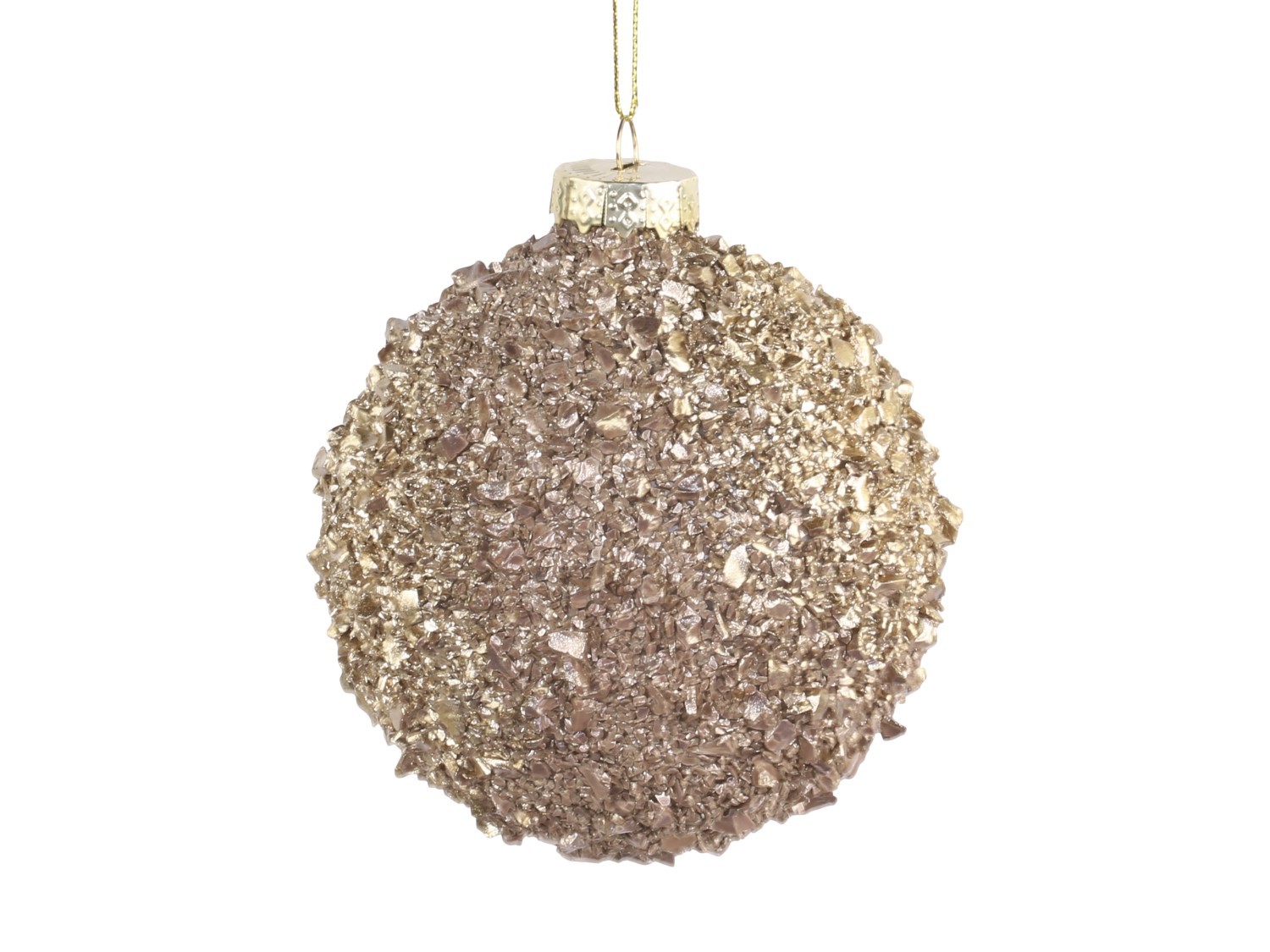Zlatá skleněná vánoční koule s dílky - Ø  8cm Chic Antique