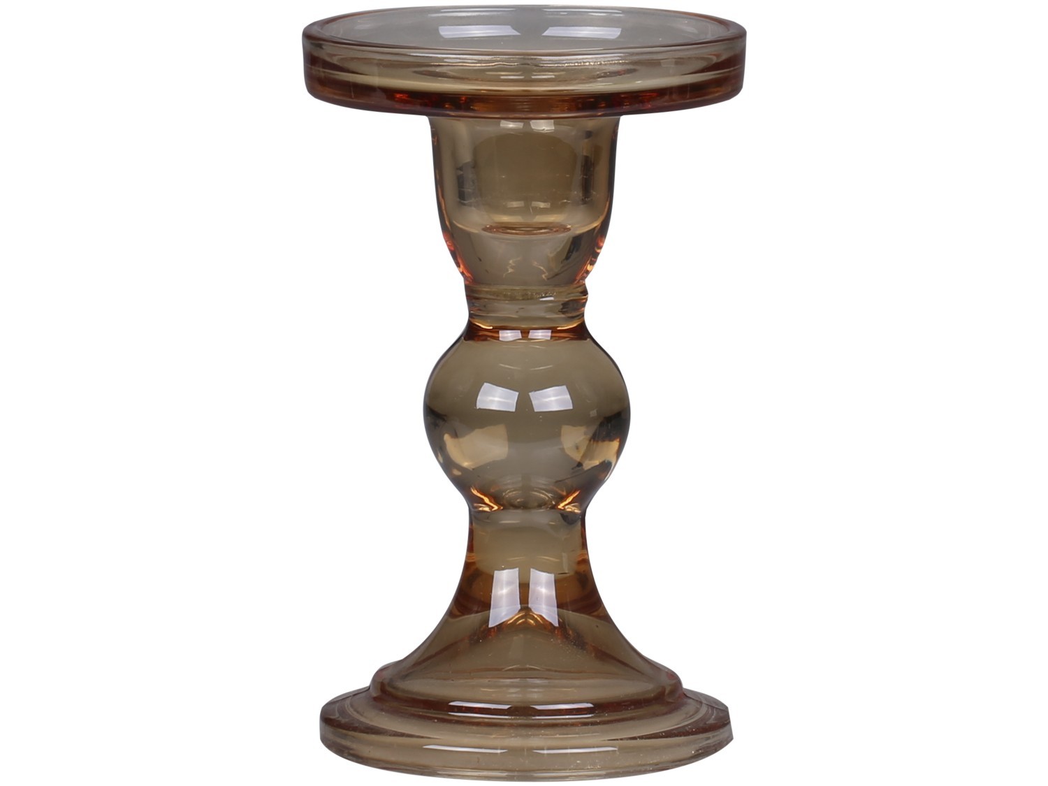Karamelový skleněný svícen Pillar - Ø 8,5*14 cm Chic Antique