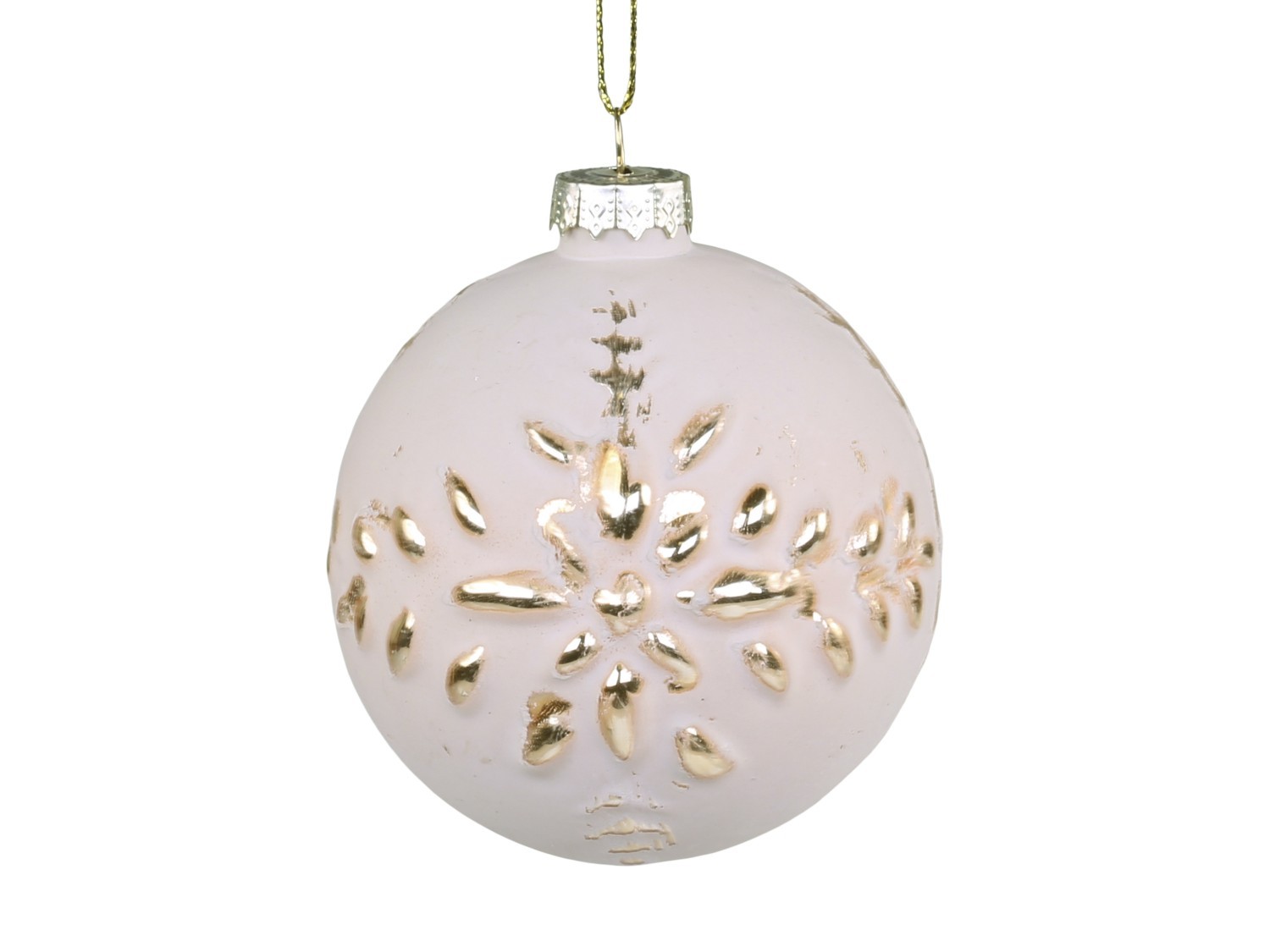 Pudrovo - zlatá skleněná vánoční koule I - Ø  8cm Chic Antique
