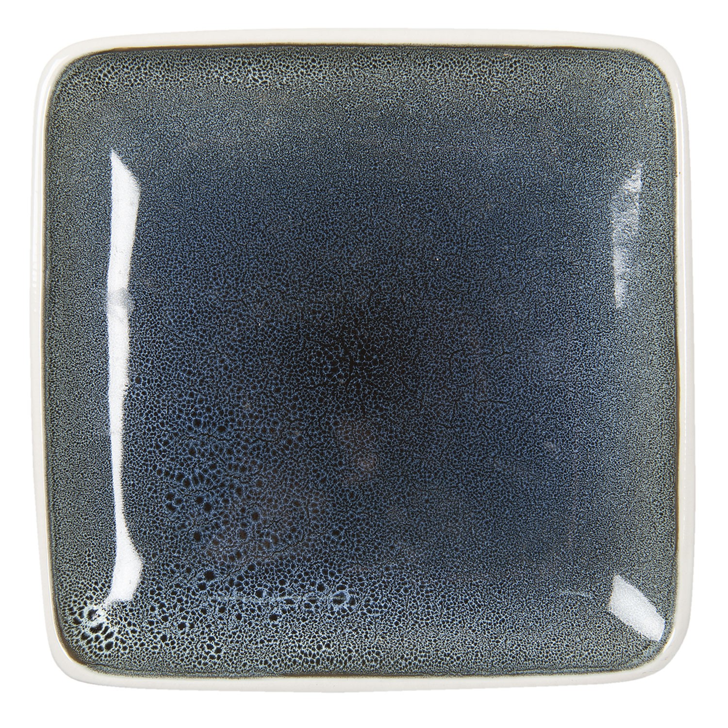 Šedomodrý čtvercový keramický talíř - 27*27*3 cm Clayre & Eef
