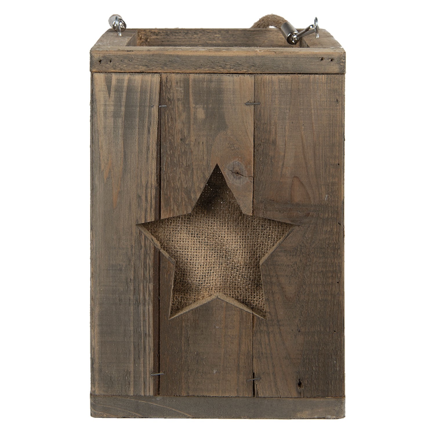Dřevěná retro lucerna s hvězdou Star - 19*19*28 cm Clayre & Eef