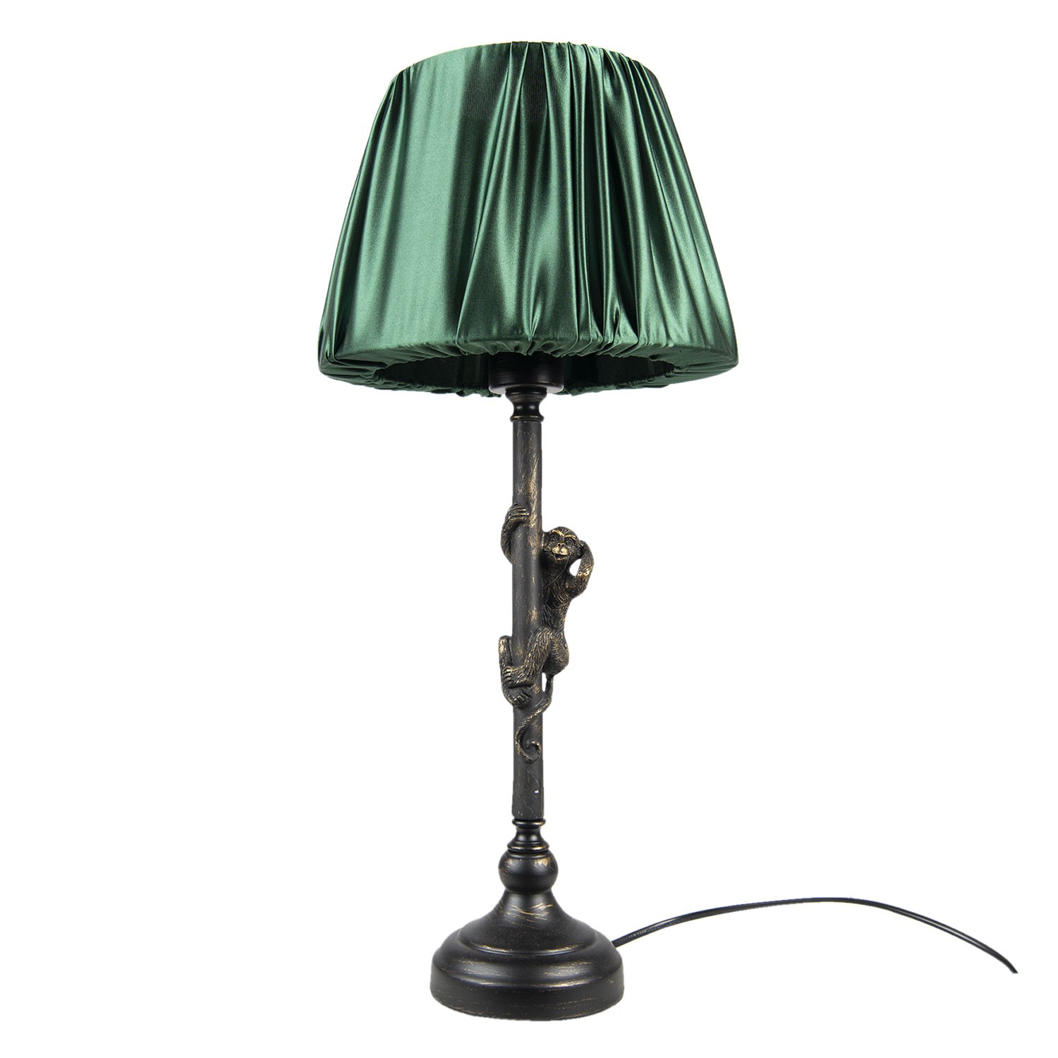 Stolní lampa s opičkou a zeleným stínidlem - Ø25*55 cm / E27 Clayre & Eef