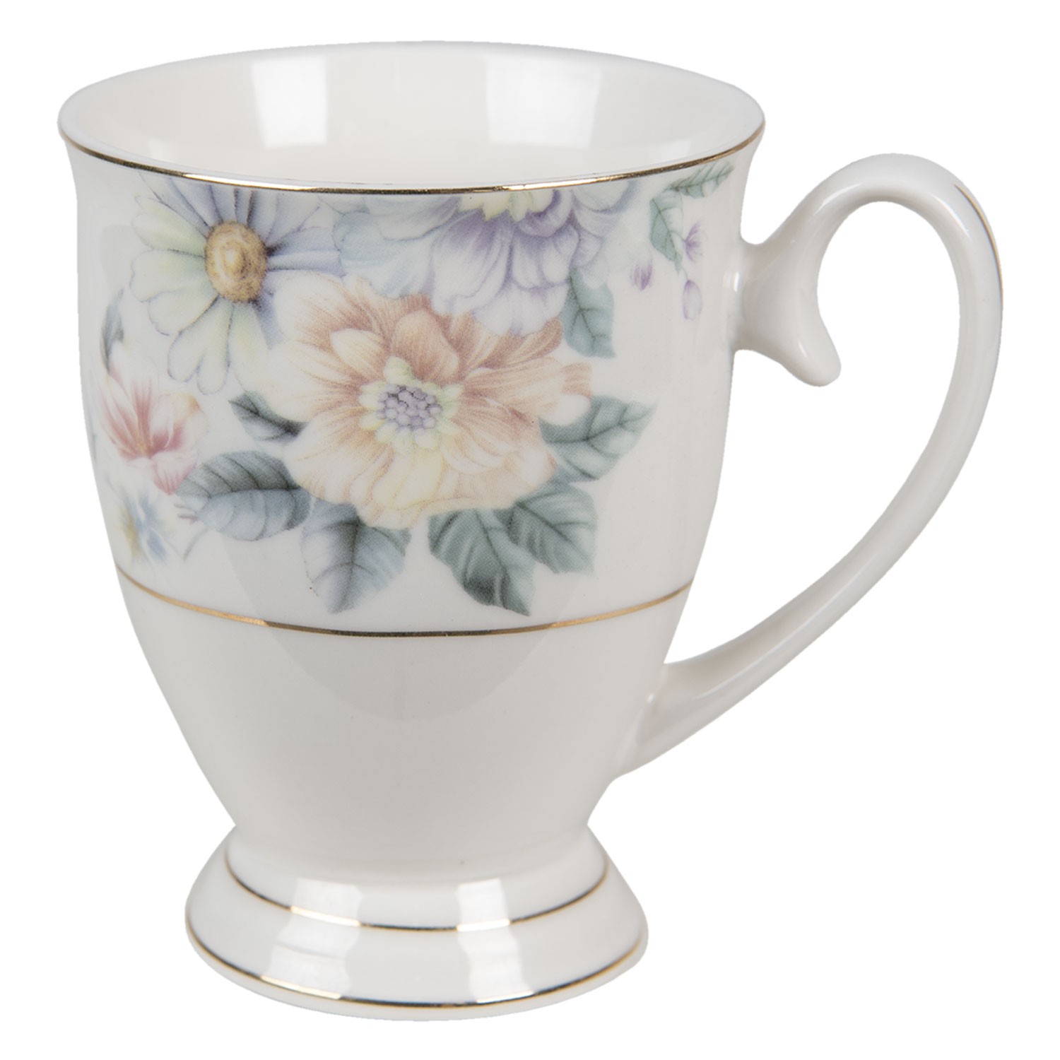 Porcelánový hrneček s květinami Flowers - 11*8*10 cm / 300 ml Clayre & Eef