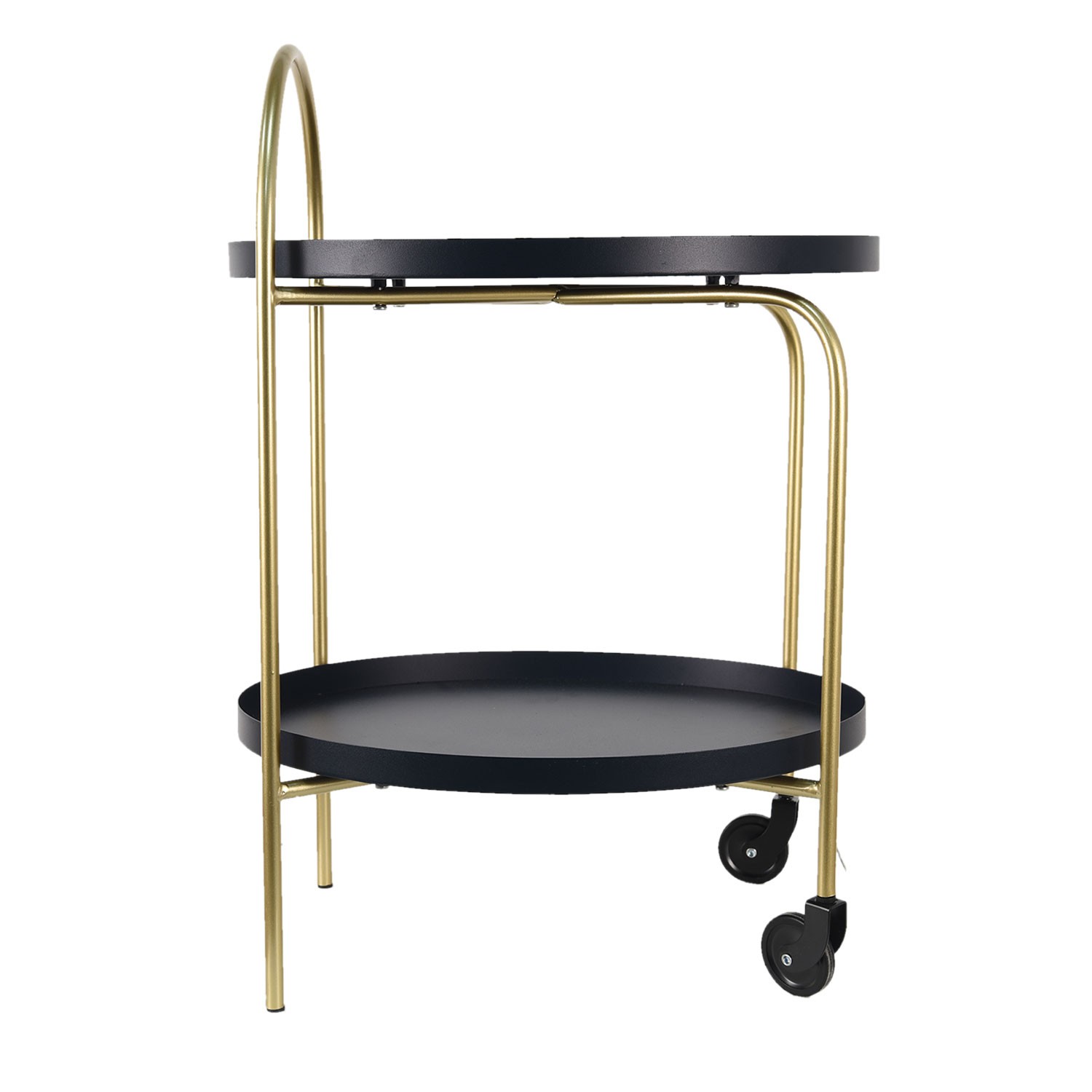 Zlato-černý odkládací pojízdný stolek Leyla - 48*38*67 cm Clayre & Eef