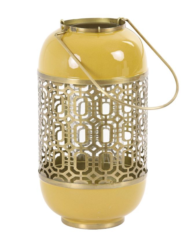 Žluto -zlatá kovová lucerna Rohit - Ø 16*30 cm Light & Living