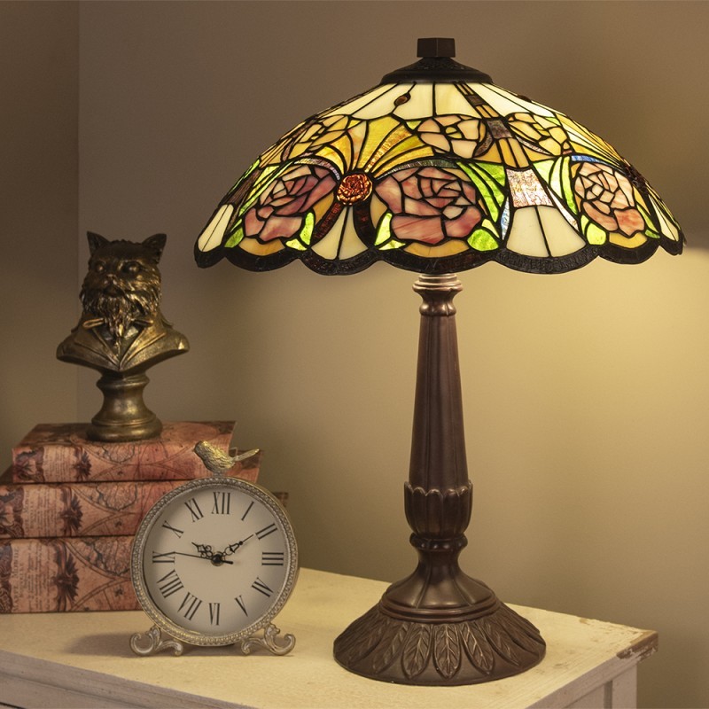 Levně Stolní lampa Tiffany Roses - Ø 44*57 cm 5LL-5546