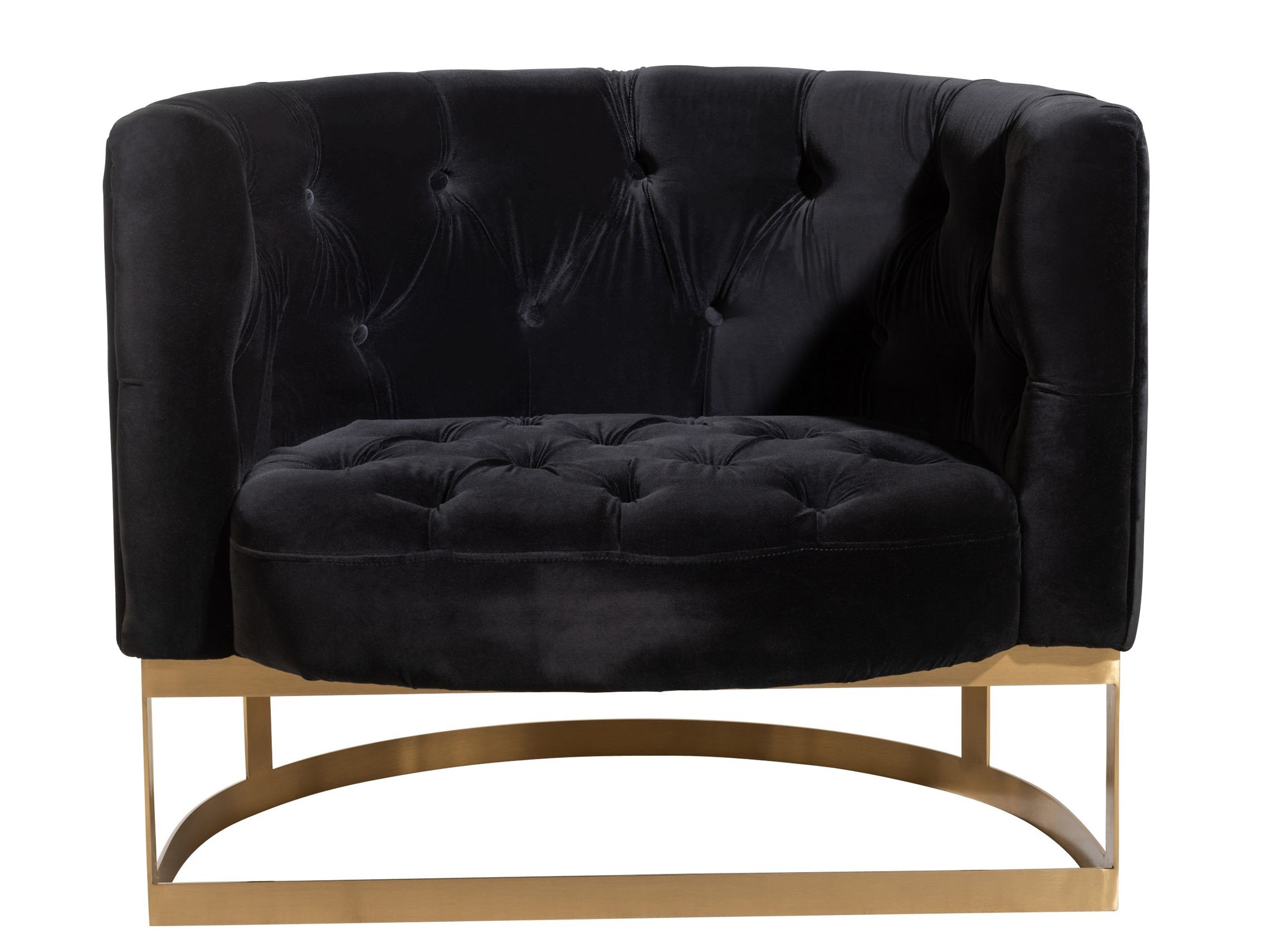 Antracitové sametové designové křeslo se zlatou podstavou Wilson - 90*76*74cm