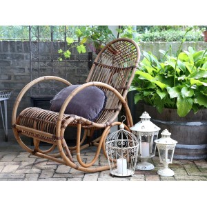 Přírodní ratanové houpací křeslo Old French - 58*106*100 cm