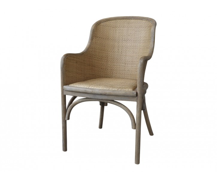Antik dřevěná židle s výpletem a opěrkami Old French chair - 56*56*91 cm 