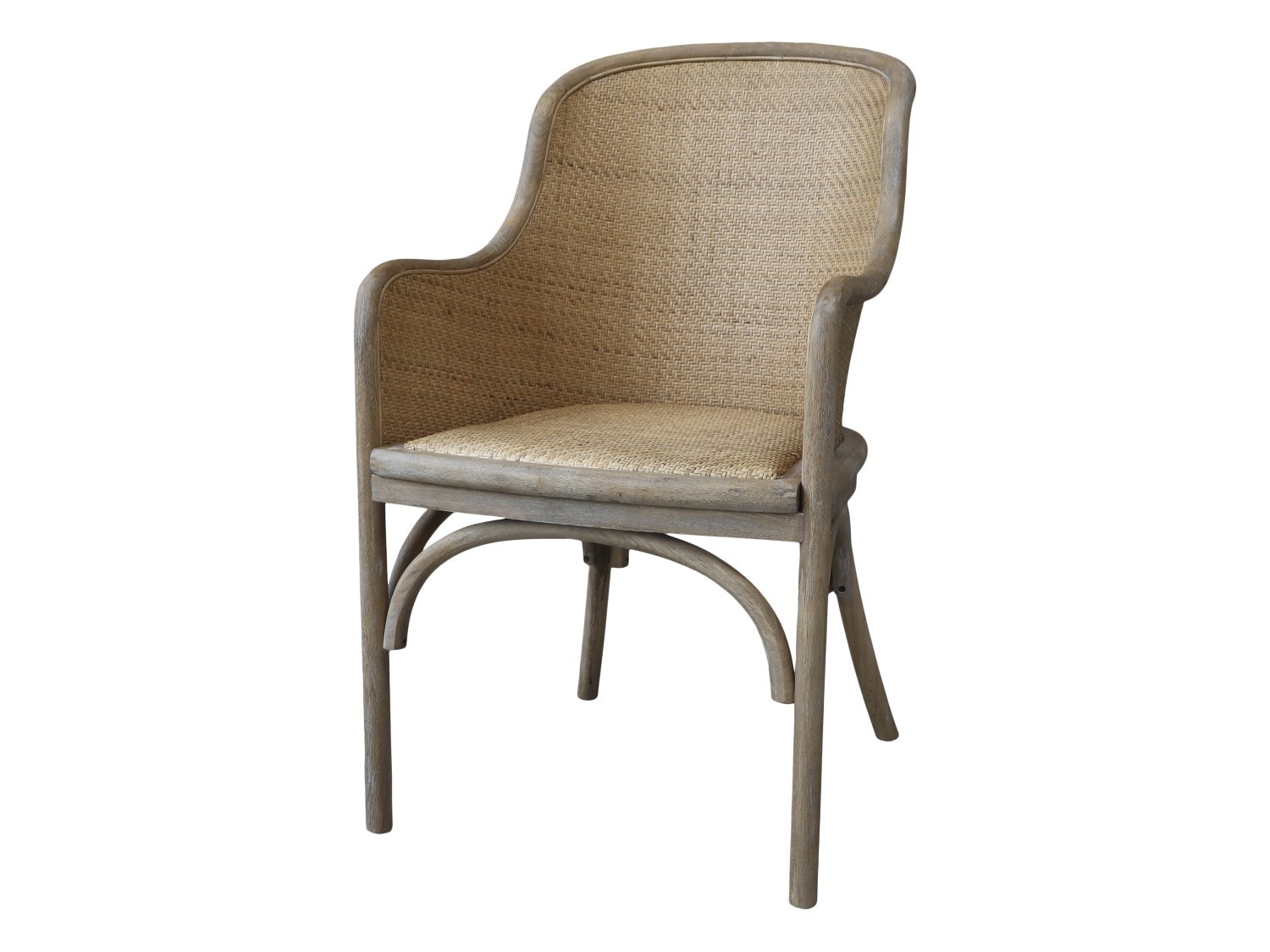 Antik dřevěná židle s výpletem a opěrkami Old French chair - 56*56*91 cm 