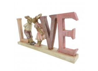 Velikonoční dekorace králíků Love - 19*3*9 cm