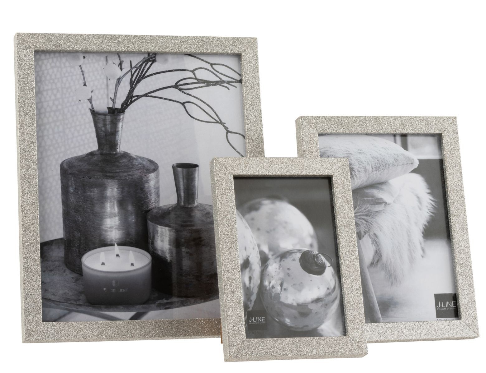 Stříbrný dekorativní fotorámeček s flitry Glitter silver - 12*1,5*17 cm / 10*15cm