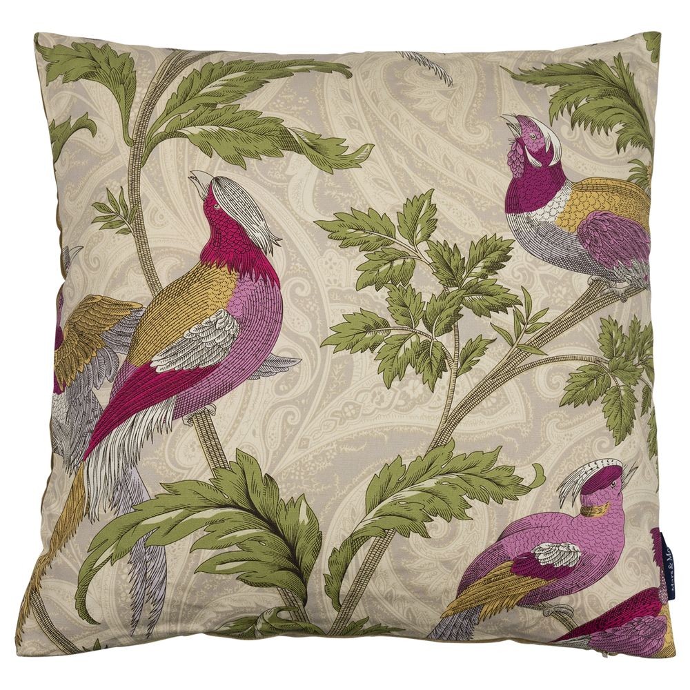 Béžový čtvercový polštář s ptáčky Paisley bird white - 45*45*10cm