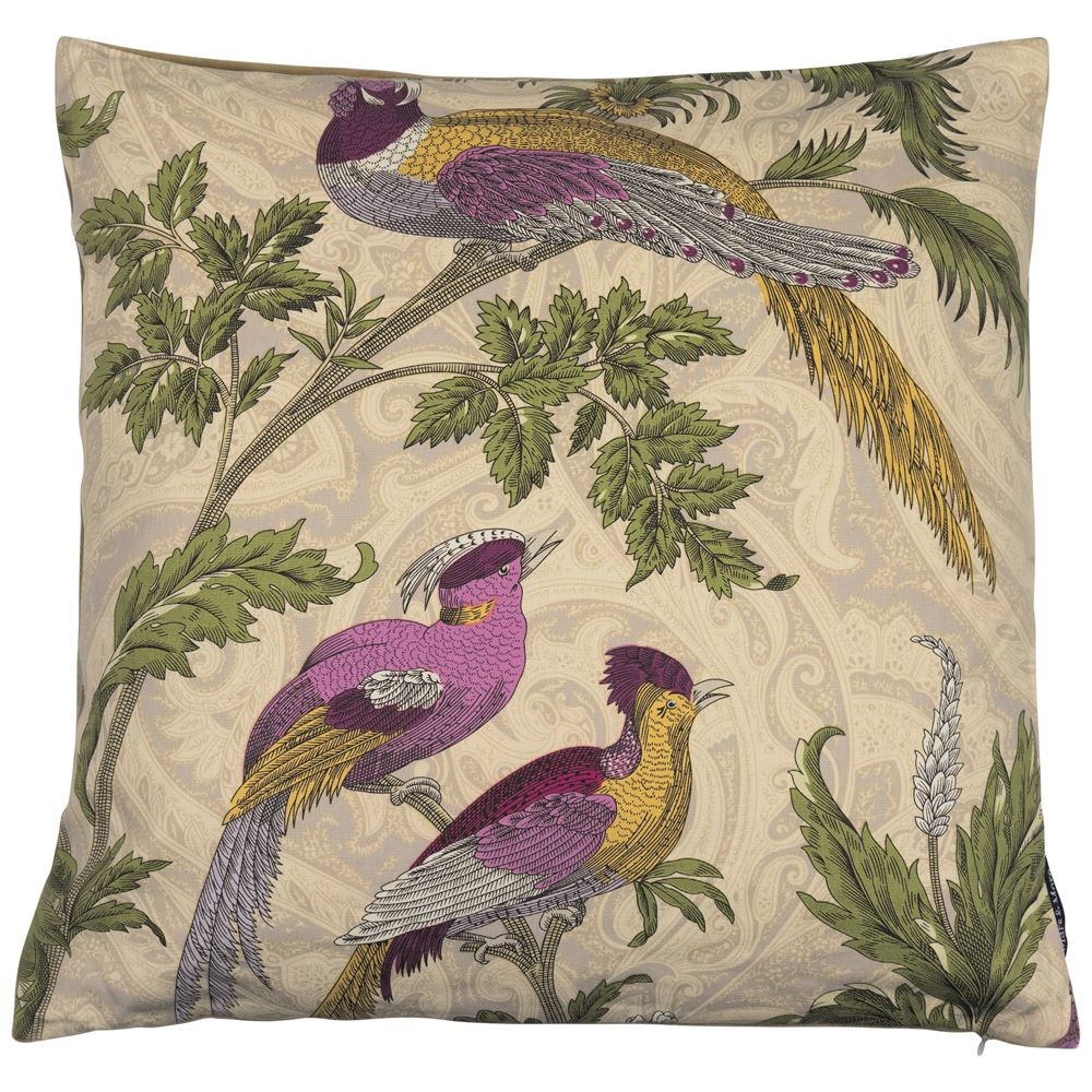 Béžový čtvercový polštář s ptáčky Paisley bird white - 45*45*10cm