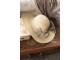 Přírodní klobouk s hnědou kostkovanou mašlí - Ø 42 cm