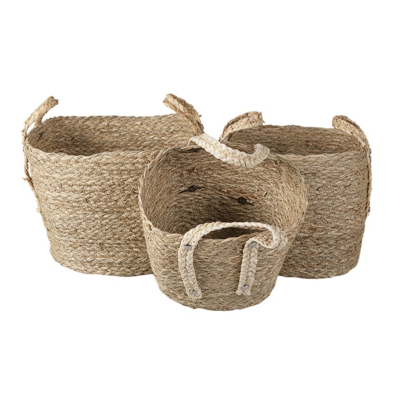 3 ks pletených košů Marcia s uchy- 27*27*21/30 / 23*23*19/27 / 20*20*17*25 cm
