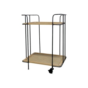 Kovový vozík na kolečkách s dřevěnými deskami Canie - 55*41*76cm