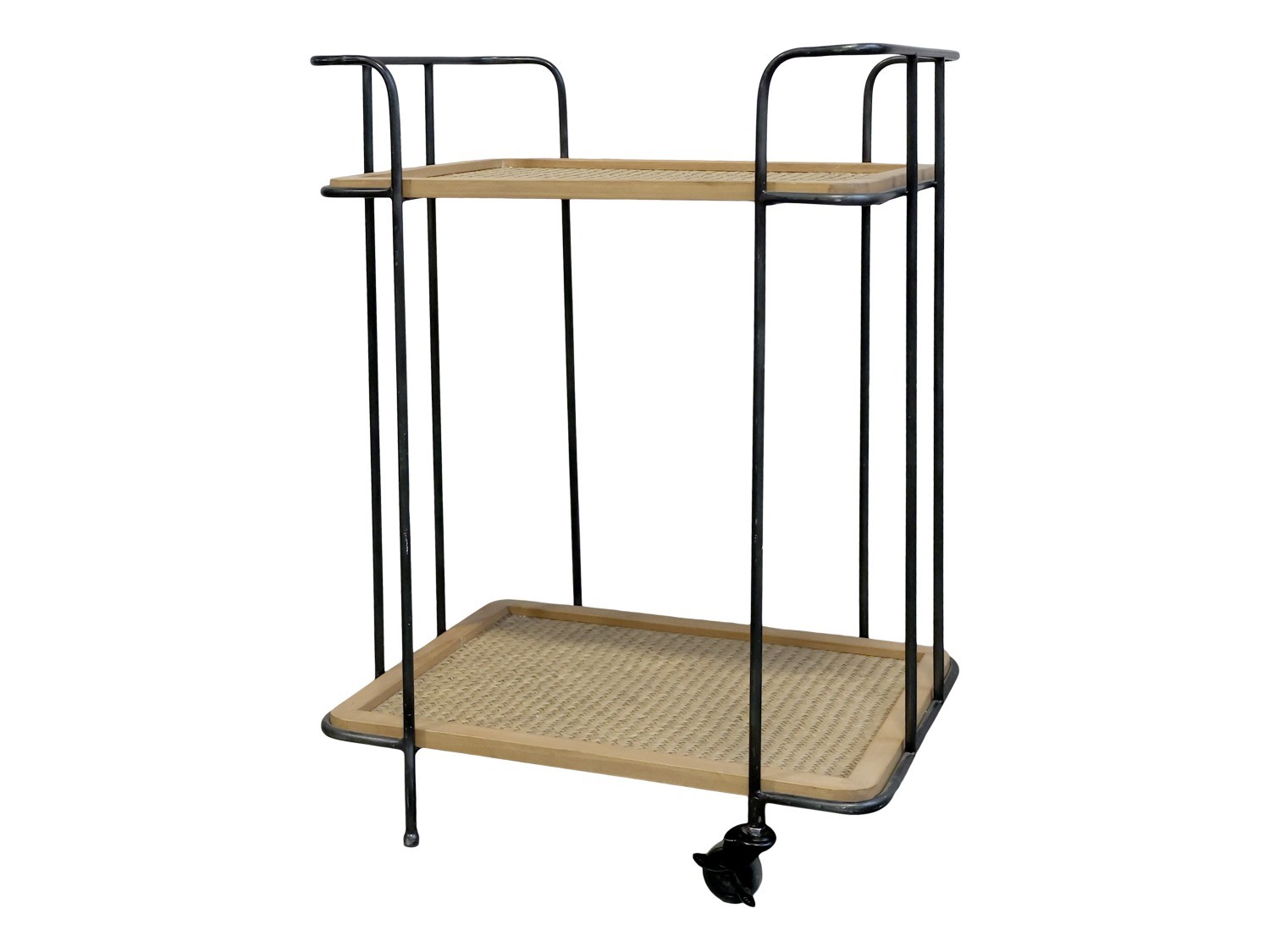 Kovový vozík na kolečkách s dřevěnými deskami Canie - 55*41*76cm