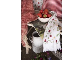 Bílý kuchyňský froté ručník s jahůdkami Wild Strawberries - 40*66 cm