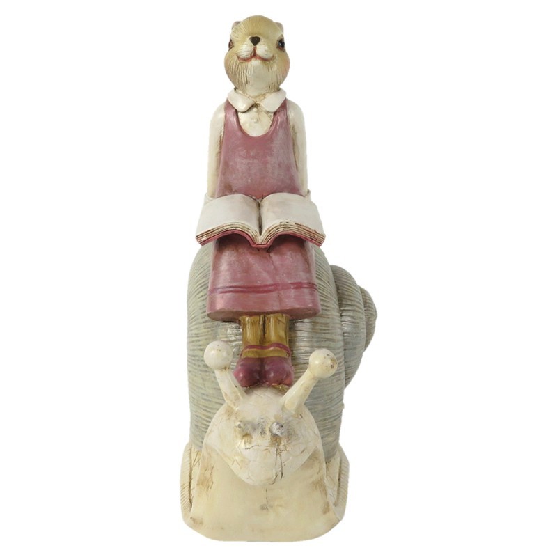 Dekorace sedící králičí dívka na šnekovi - 15*8*16 cm