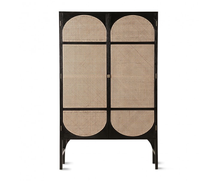 Černá retro dřevěná skříň s policemi Webbing - 125*55*200 cm 