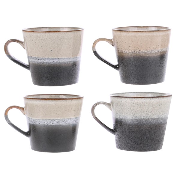 Černý retro hrnek na Cappuccino 70s rock - 12*9,5*8,5cm / 300ml 