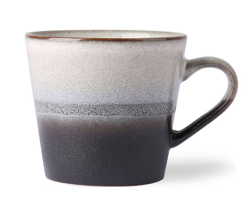 Černý retro hrnek na Cappuccino 70s rock - 12*9,5*8,5cm / 300ml 
