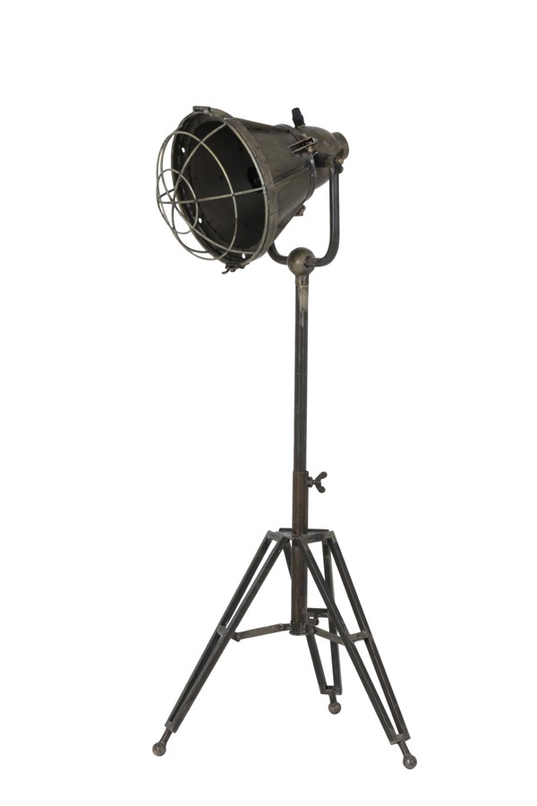 Šedá stolní lampa na trojnožce s bronzovou patinou Damyan - 35*30*77 cm/40W
