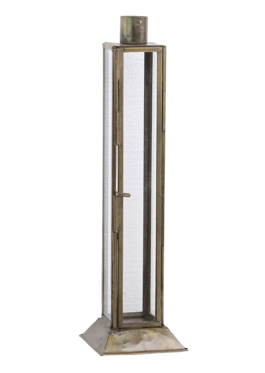 Mosazný antik kovový svícen na úzkou svíčku Forei - 6.5*6.5*22cm 