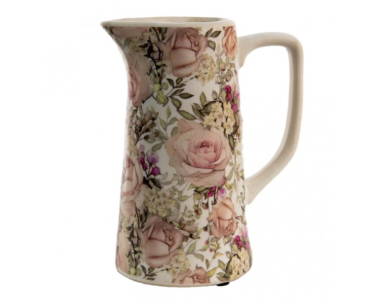 Keramický dekorační džbán s růžemi Rosien M - 15*10*19 cm