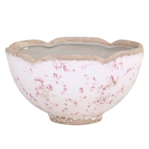 Keramický obal na květináč s růžovými kvítky Floral Cannes - Ø20*11.5cm