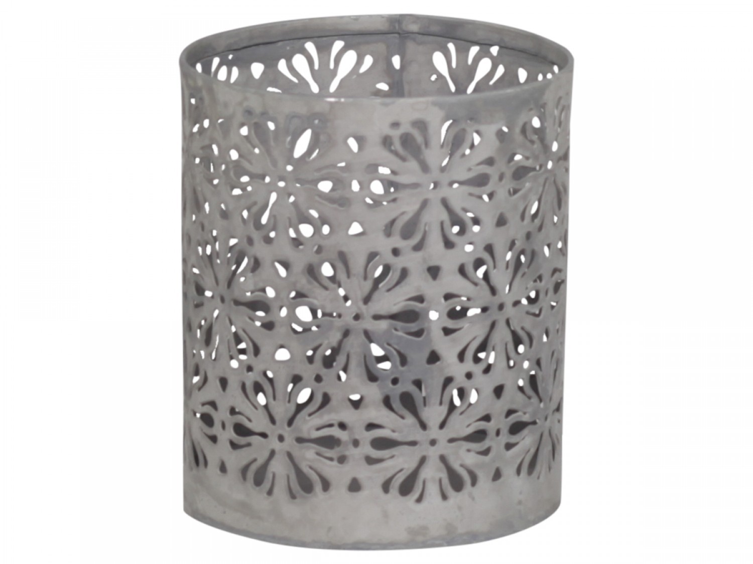 Zinkový antik svícen s květy Flowers - Ø 8*10cm