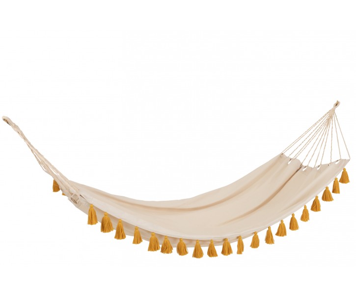 Béžová režná bavlněná hamaka se střapci Hammock - 228*130*335 cm