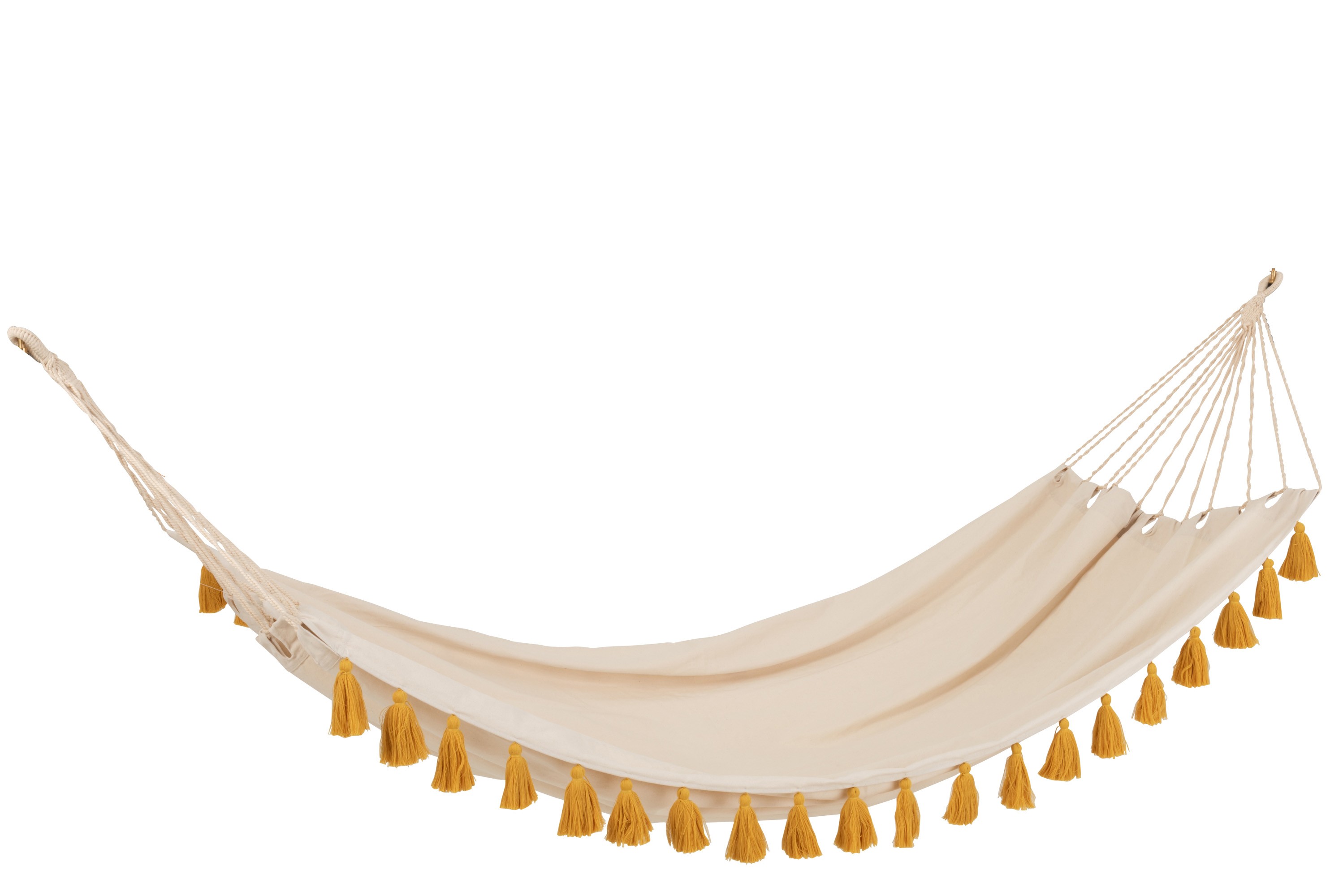 Béžová režná bavlněná hamaka se střapci Hammock - 228*130*335 cm