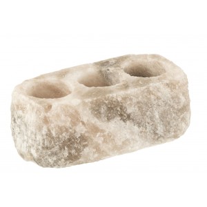 Přírodní svícen ze solného kamene na tři čajové svíčky - 20*10*7 cm