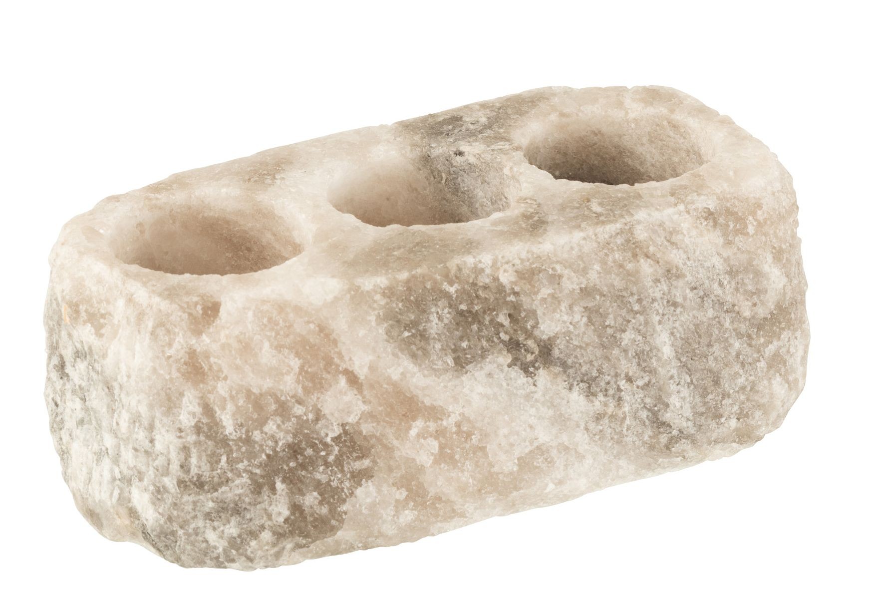 Přírodní svícen ze solného kamene na tři čajové svíčky - 20*10*7 cm