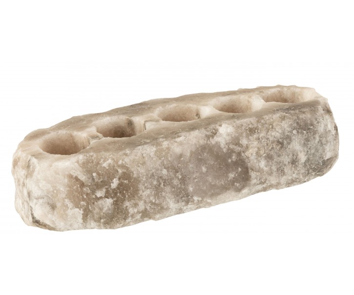 Přírodní svícen ze solného kamene na čtyři čajové svíčky - 32*10*7 cm