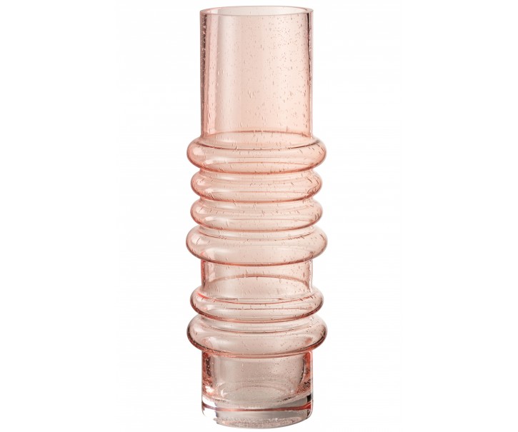 Lososová skleněná váza Band salmon - Ø8*29 cm