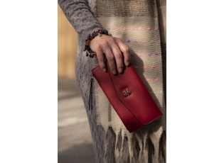 Červená peněženka Flower se stříbrným zapínáním - 19*9 cm