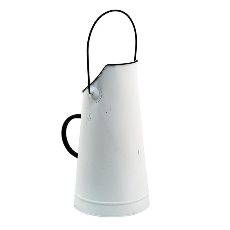 Bílý dekorační plechový uhlák - Ø 15*30 cm